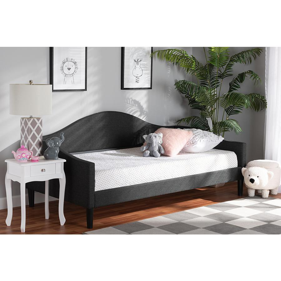 Baxton Studio Milligan Modern and Contemporary Charcoal Fabric Upholstered and Dark Brown Finished Wood Twin Size Daybed