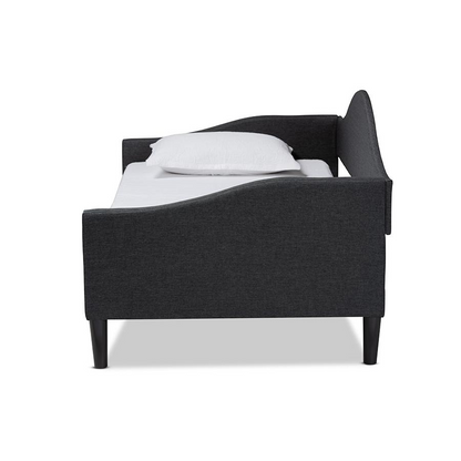 Baxton Studio Milligan Modern and Contemporary Charcoal Fabric Upholstered and Dark Brown Finished Wood Twin Size Daybed