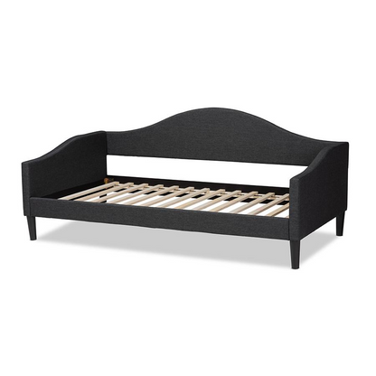 Baxton Studio Milligan Modern and Contemporary Charcoal Fabric Upholstered and Dark Brown Finished Wood Twin Size Daybed