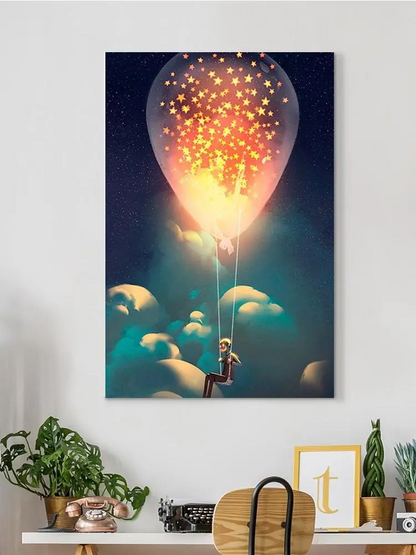 Floating With A Big Balloon Canvas -Image by Shutterstock