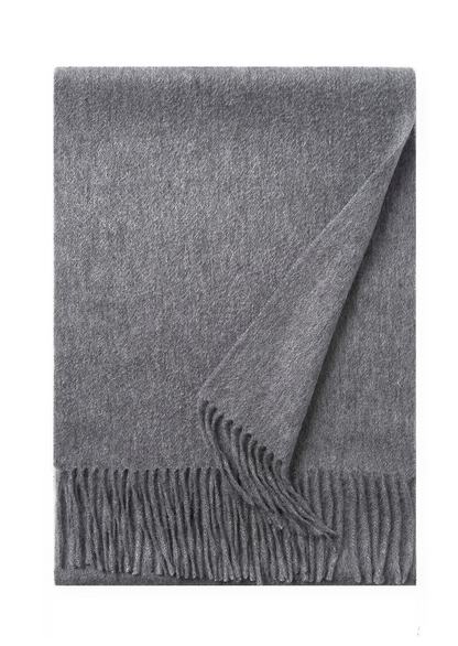 Lambswool Scarf Woven Plain Grey