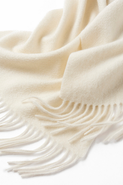 Lambswool Scarf Woven Plain Woolwhite