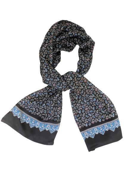 Bordeaux Paisley 100% Silk Scarf 157 x 27 cm