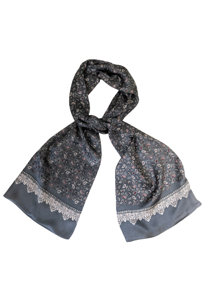 Bordeaux Paisley 100% Silk Scarf 157 x 27 cm