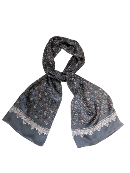 Bordeaux Paisley 100% Silk Scarf 157 x 27 cm