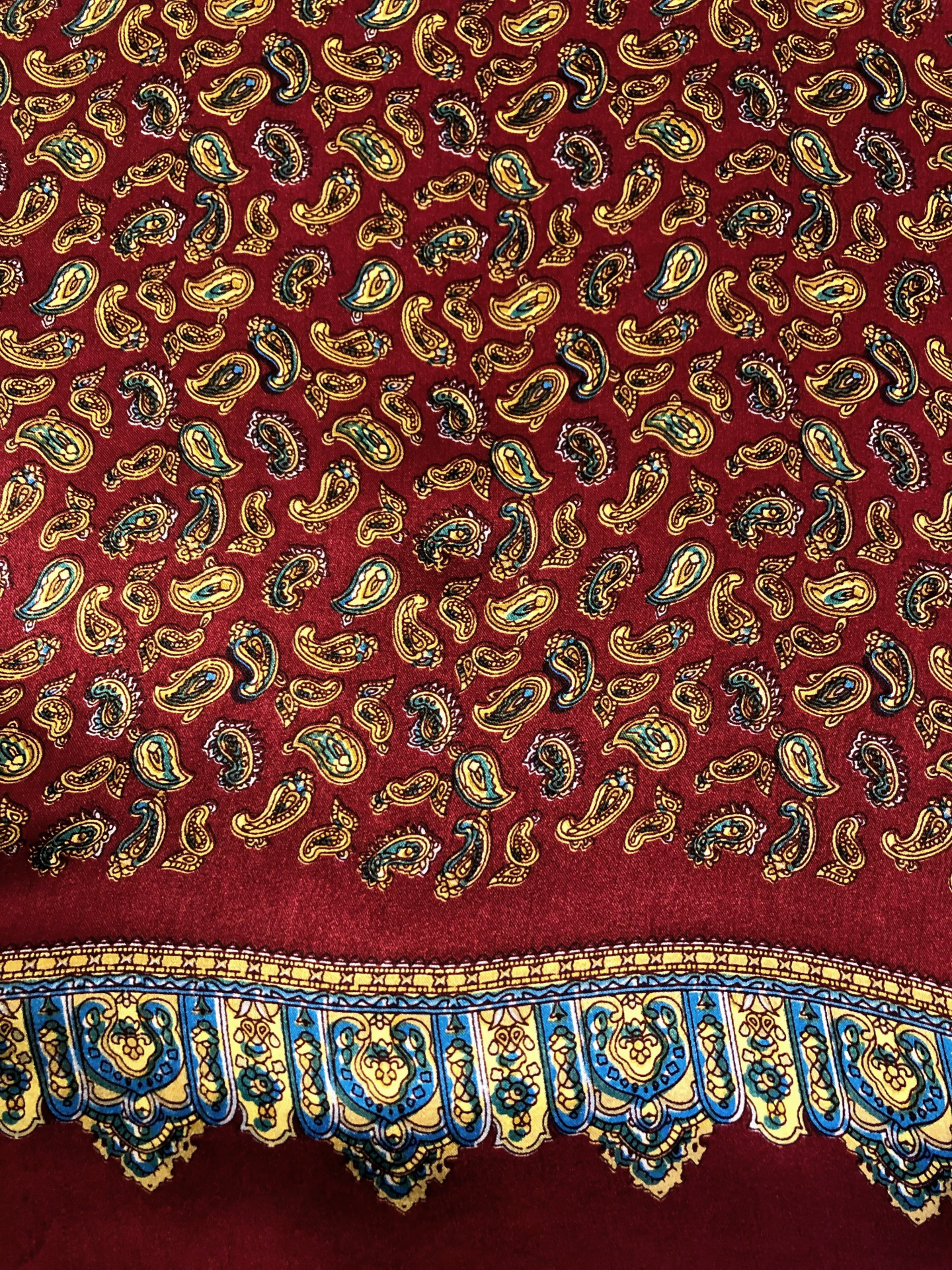 Bordeaux Paisley 100% Silk Scarf 157 x 27 cm