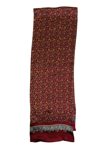 Bordeaux Paisley 100% Silk Scarf 157 x 27 cm