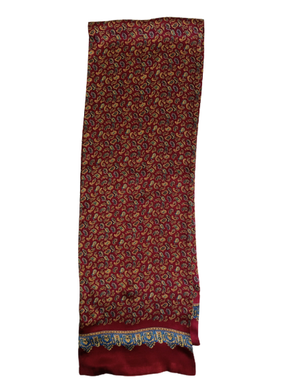 Bordeaux Paisley 100% Silk Scarf 157 x 27 cm