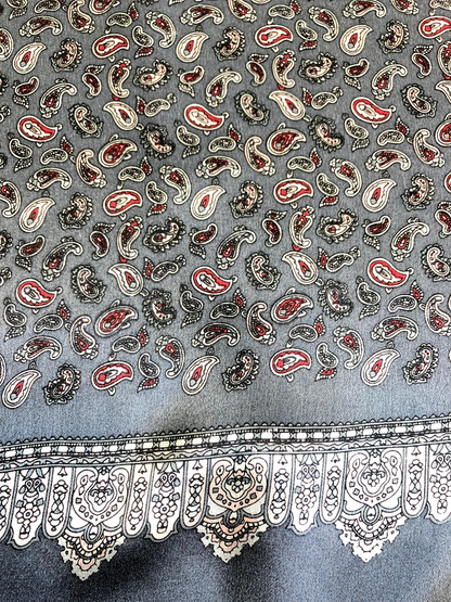 Bordeaux Paisley 100% Silk Scarf 157 x 27 cm