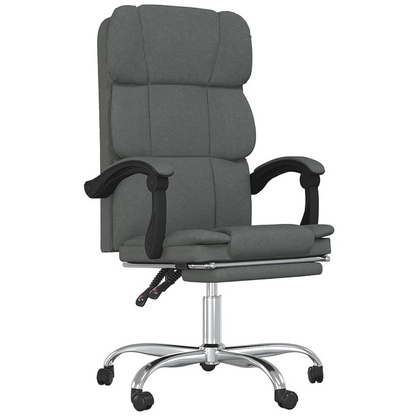 vidaXL Reclining Office Chair Dark Gray Fabric