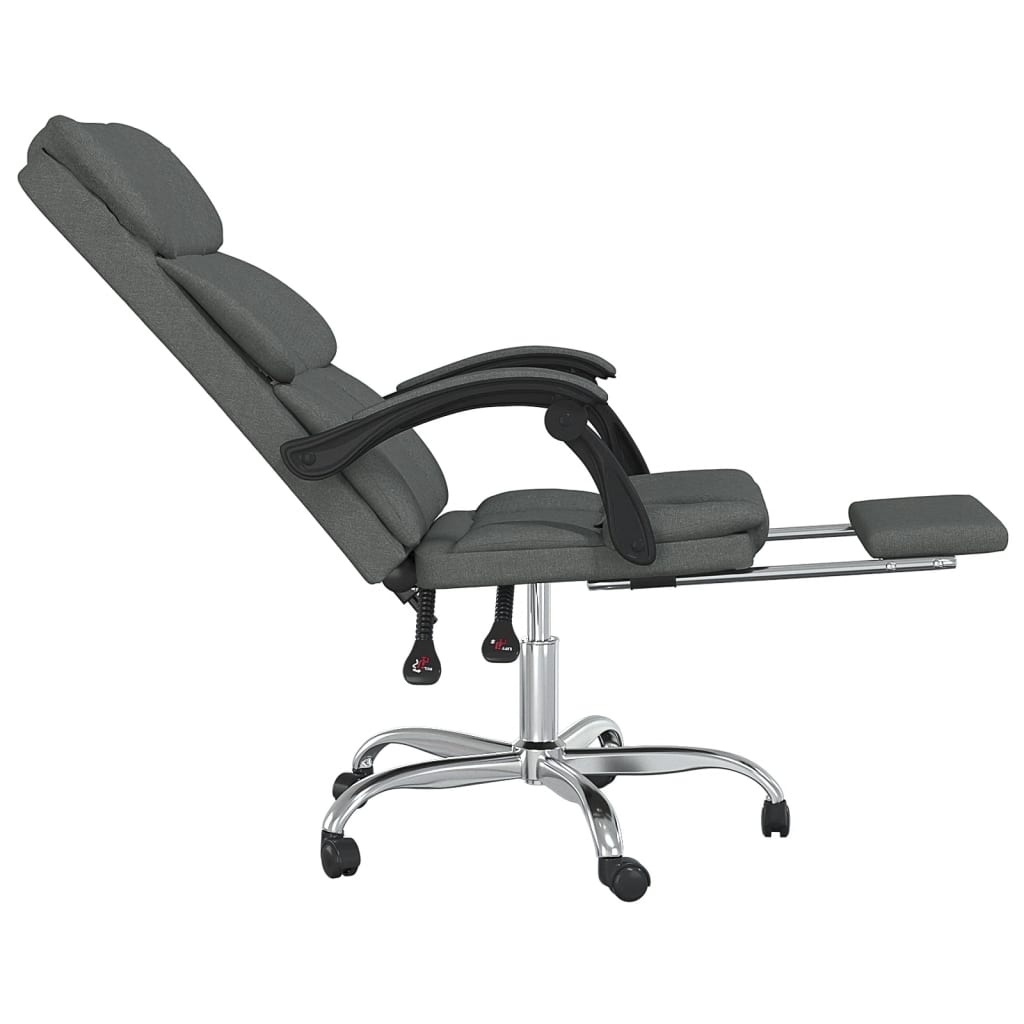 vidaXL Reclining Office Chair Dark Gray Fabric