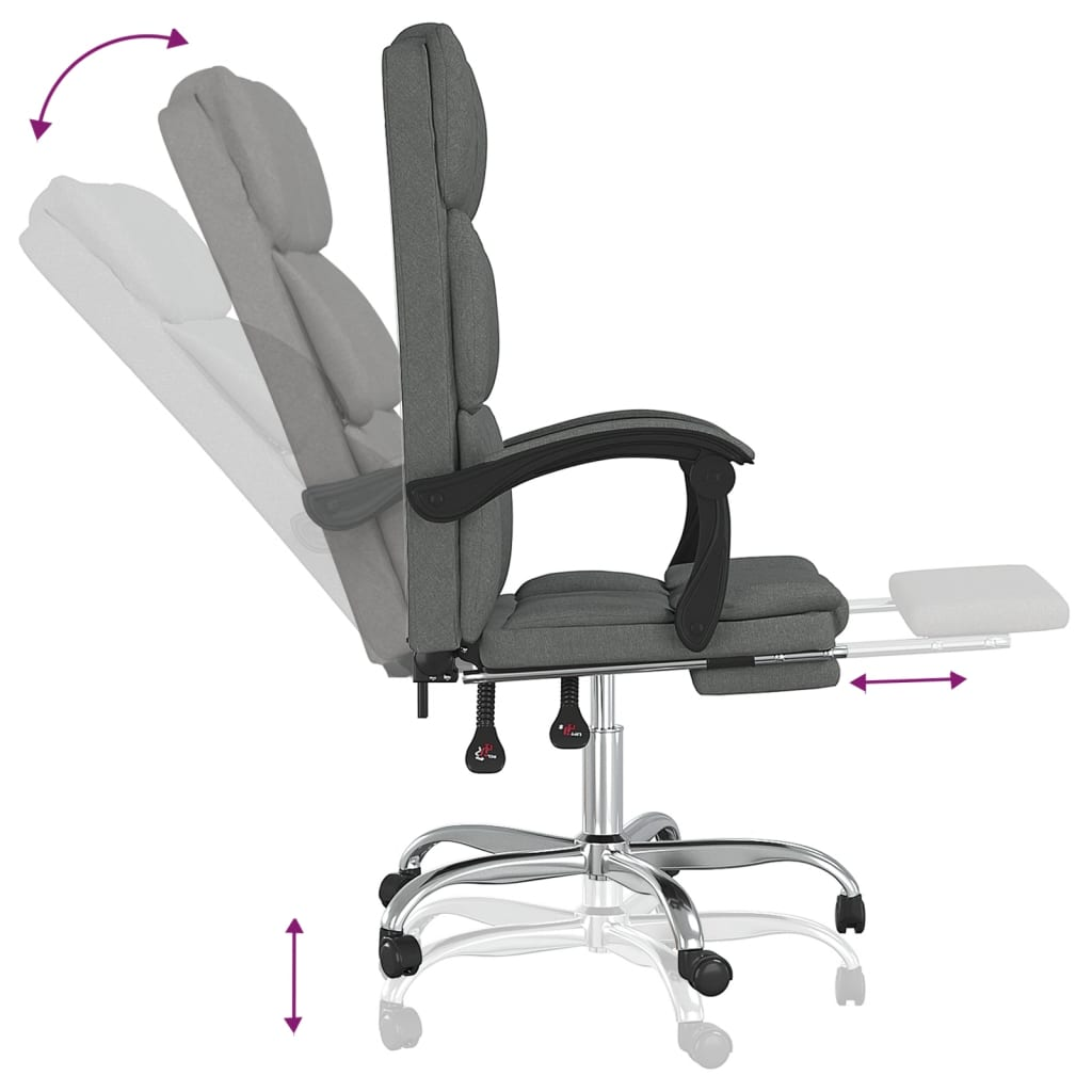 vidaXL Reclining Office Chair Dark Gray Fabric