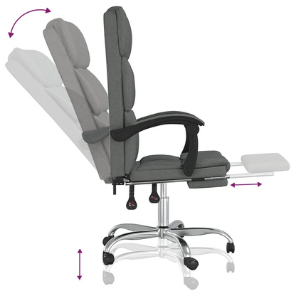 vidaXL Reclining Office Chair Dark Gray Fabric