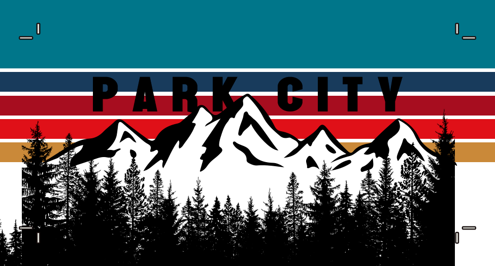 Park City Mtn Sunset Red on Teal, Birch & Navy