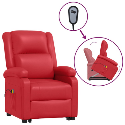 vidaXL Power Lift Massage Recliner Red Faux Leather