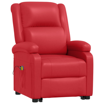 vidaXL Power Lift Massage Recliner Red Faux Leather