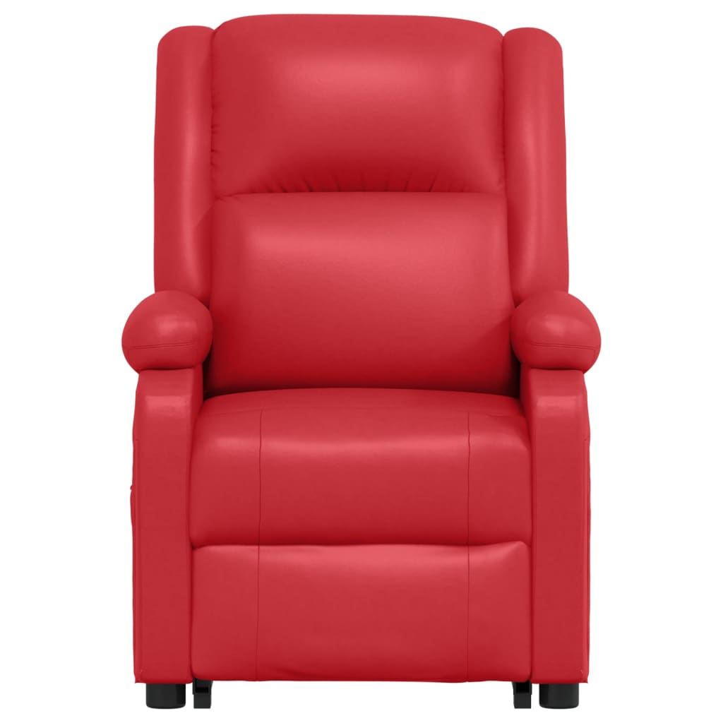 vidaXL Power Lift Massage Recliner Red Faux Leather