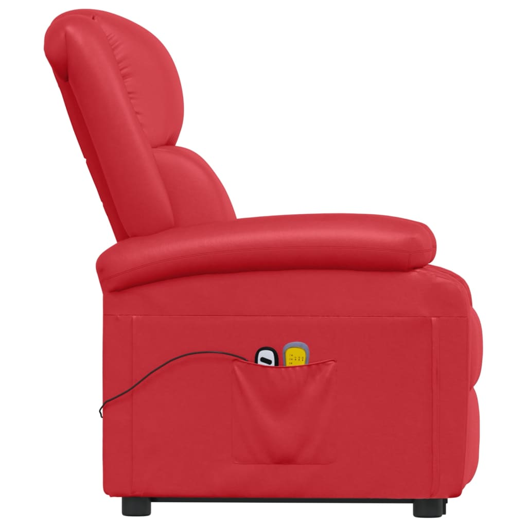 vidaXL Power Lift Massage Recliner Red Faux Leather