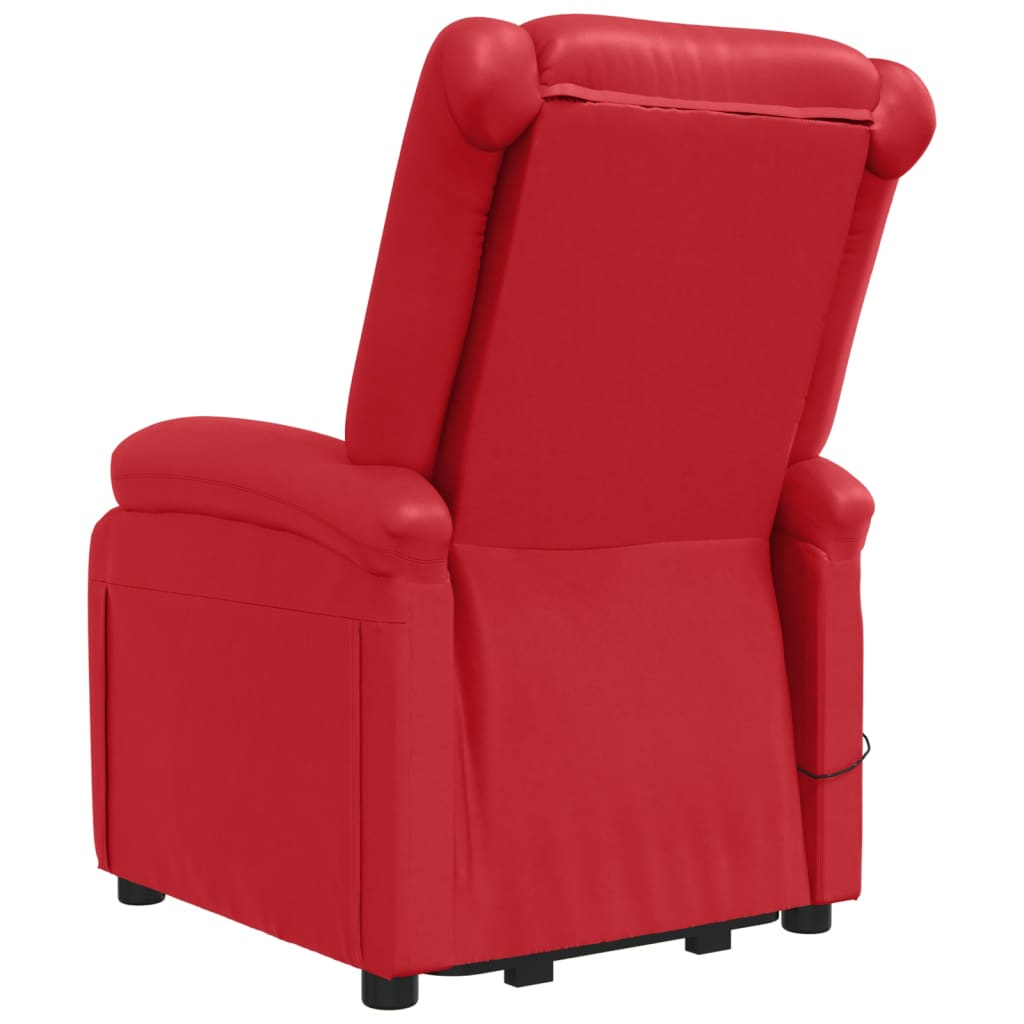 vidaXL Power Lift Massage Recliner Red Faux Leather