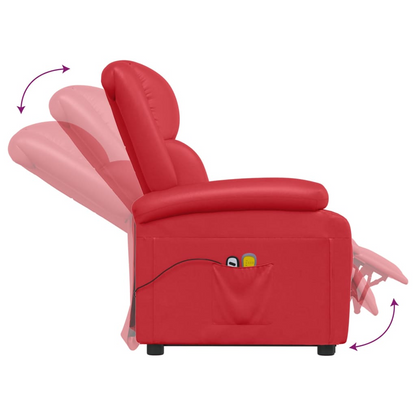 vidaXL Power Lift Massage Recliner Red Faux Leather