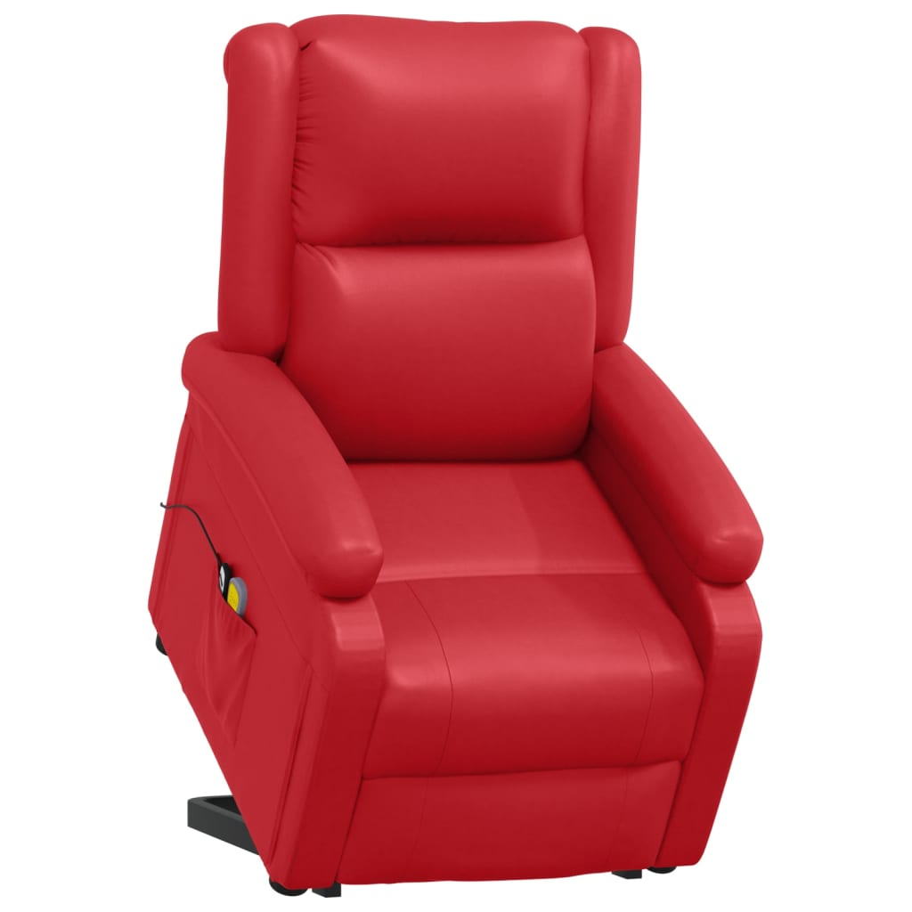 vidaXL Power Lift Massage Recliner Red Faux Leather