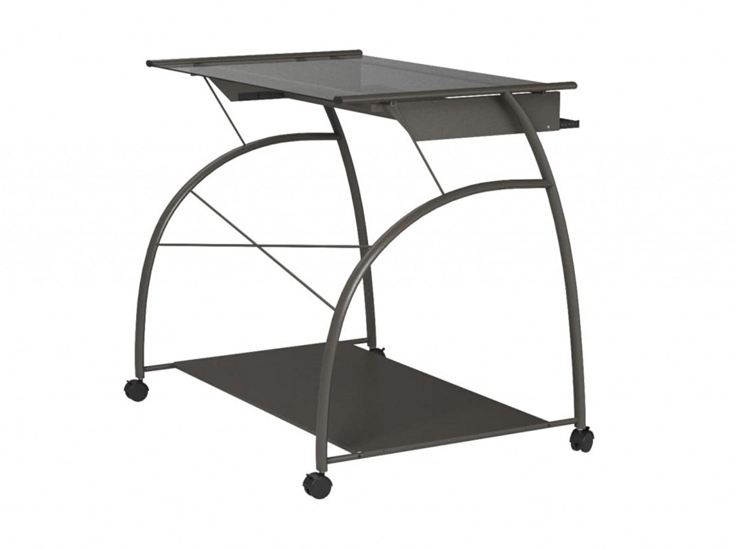 32" Clear Glass Mirrored Rectangular Computer Desk