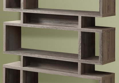 12" X 47.25" X 54.75" Dark Taupe Particle Board Hollow Core  Bookcase