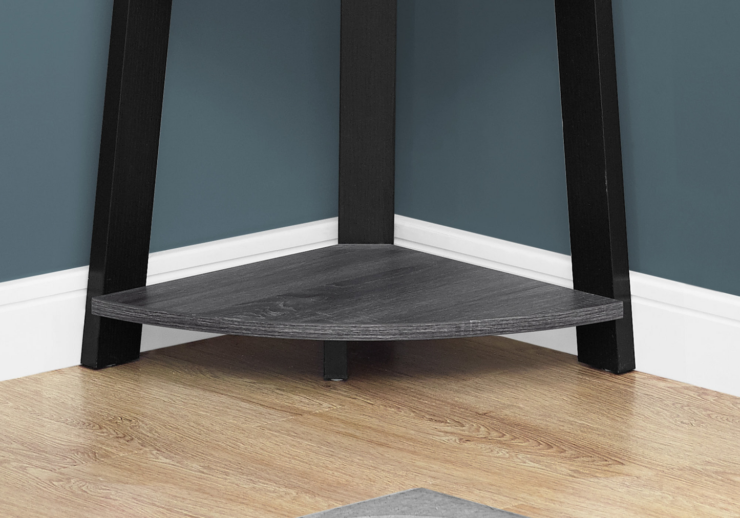 71" Chic Grey And Black 5 Shelf Corner Bookcase