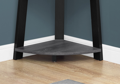 71" Chic Grey And Black 5 Shelf Corner Bookcase
