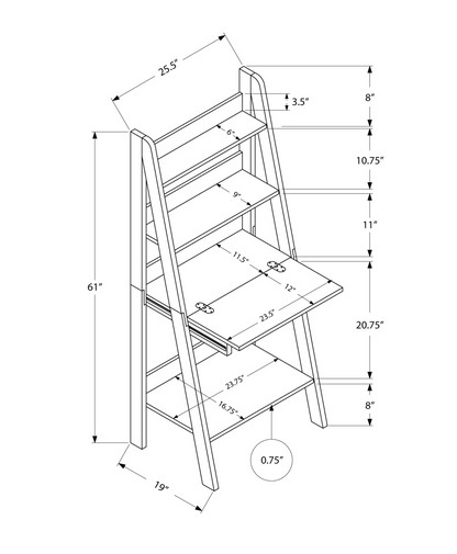 19" Taupe Rectangular Ladder Desk
