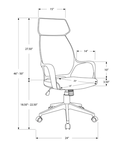 26" X 25" X 96" Grey  Foam  Polypropylene  Microfiber  High Back Office Chair