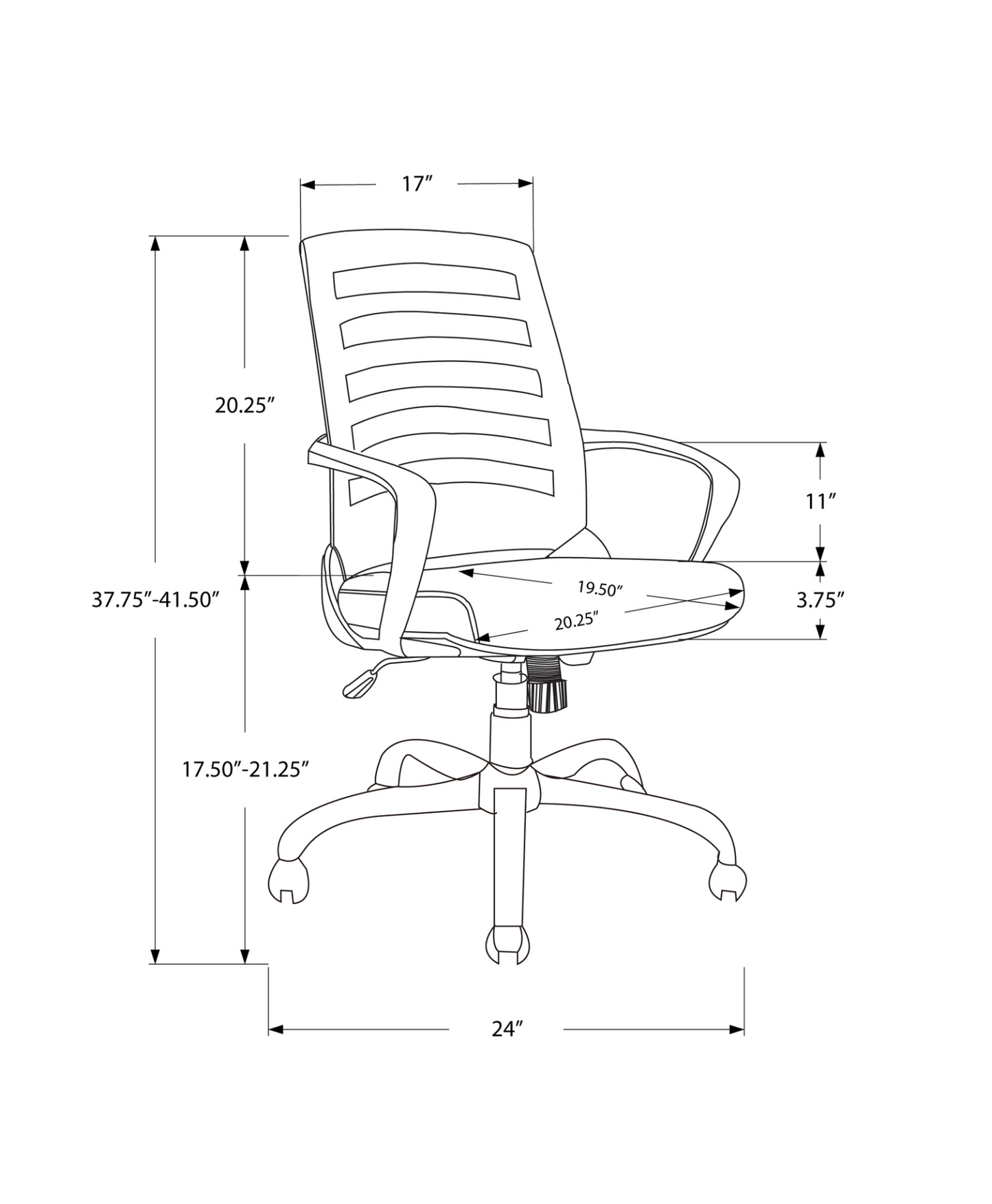 24.25" X 24" X 37.75" Black Foam Metal Nylon  Multi Position Office Chair