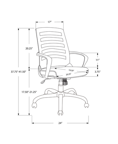 24.25" X 24" X 37.75" Black Foam Metal Nylon  Multi Position Office Chair