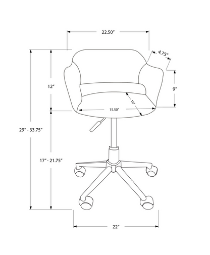 21" X 22.5" X 29" Blackchrome Metal Hydraulic Lift Base  Office Chair
