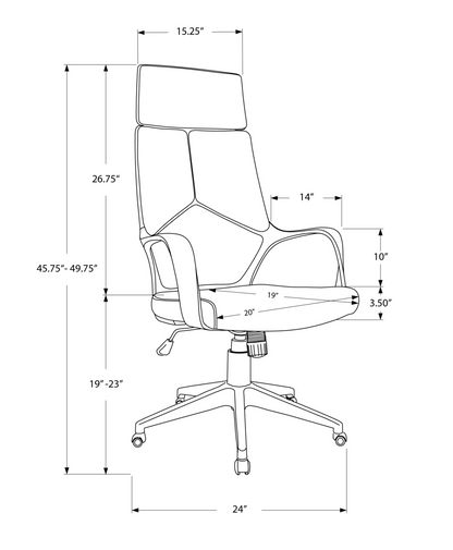 24.5" X 25" X 95.5" Black Foam Metal Nylon  High Back Office Chair