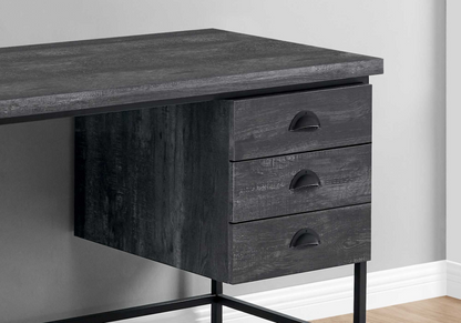 24" Dark Grey Rectangular Computer Desk With Three Drawers