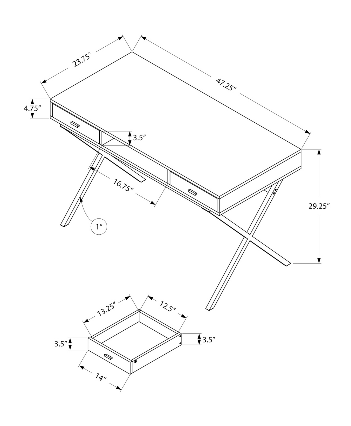29.25" Grey Reclaimed Wood Particle Board And Black Metal Computer Desk