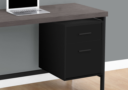 24" Grey Rectangular Computer Desk With Two Drawers