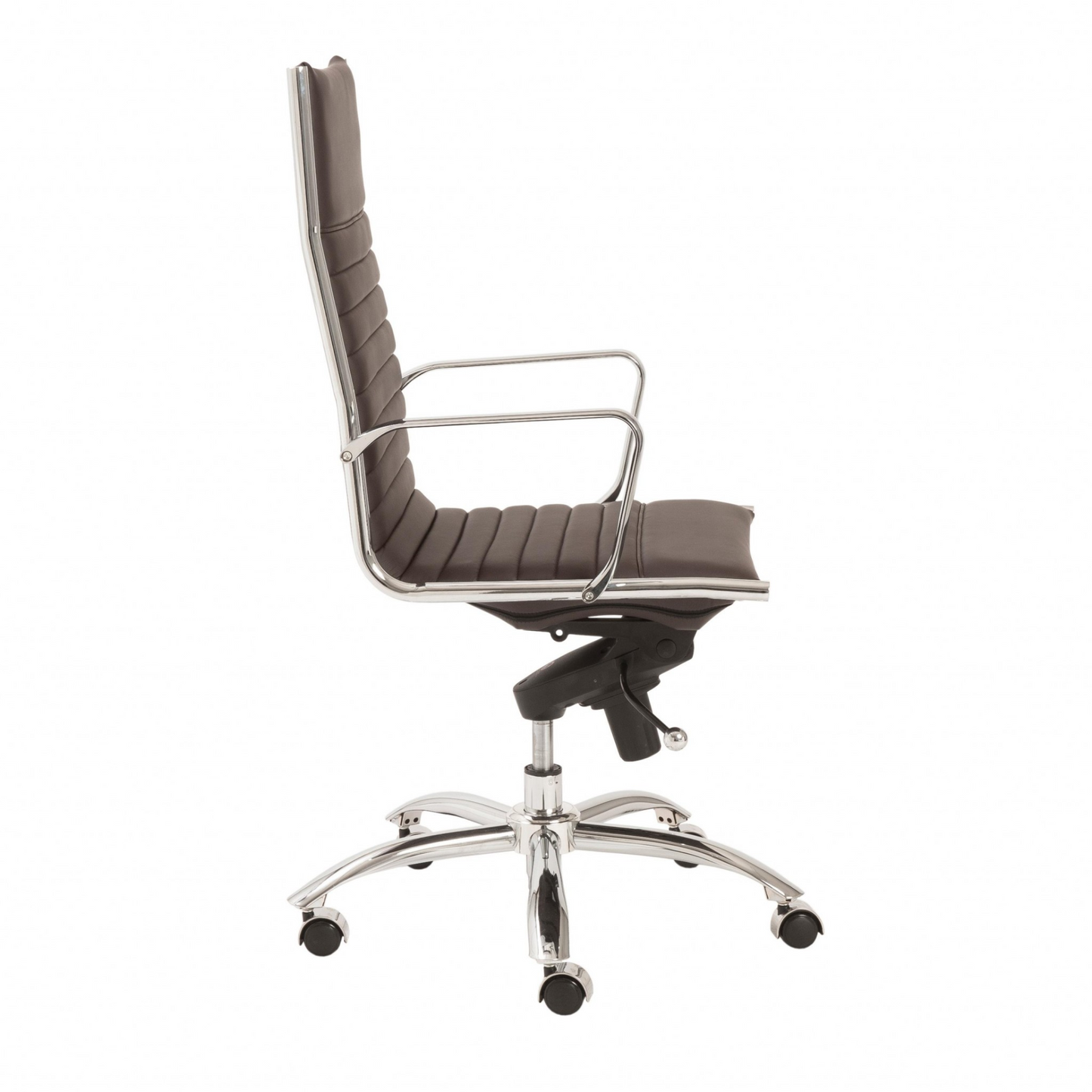 26.38" X 25.60" X 45.08" High Back Office Chair In Brown With Chromed Steel Base