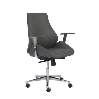 Gray Faux Leather Scoop Office Chair With Mod Armrests