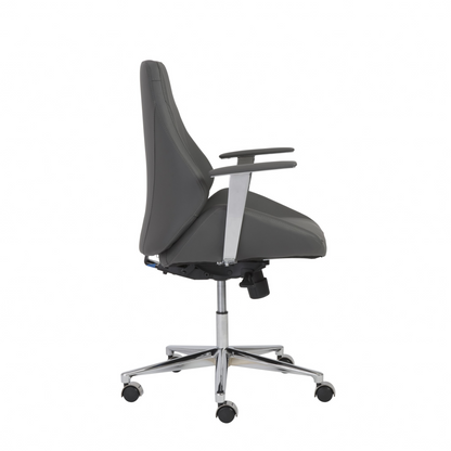 Gray Faux Leather Scoop Office Chair With Mod Armrests