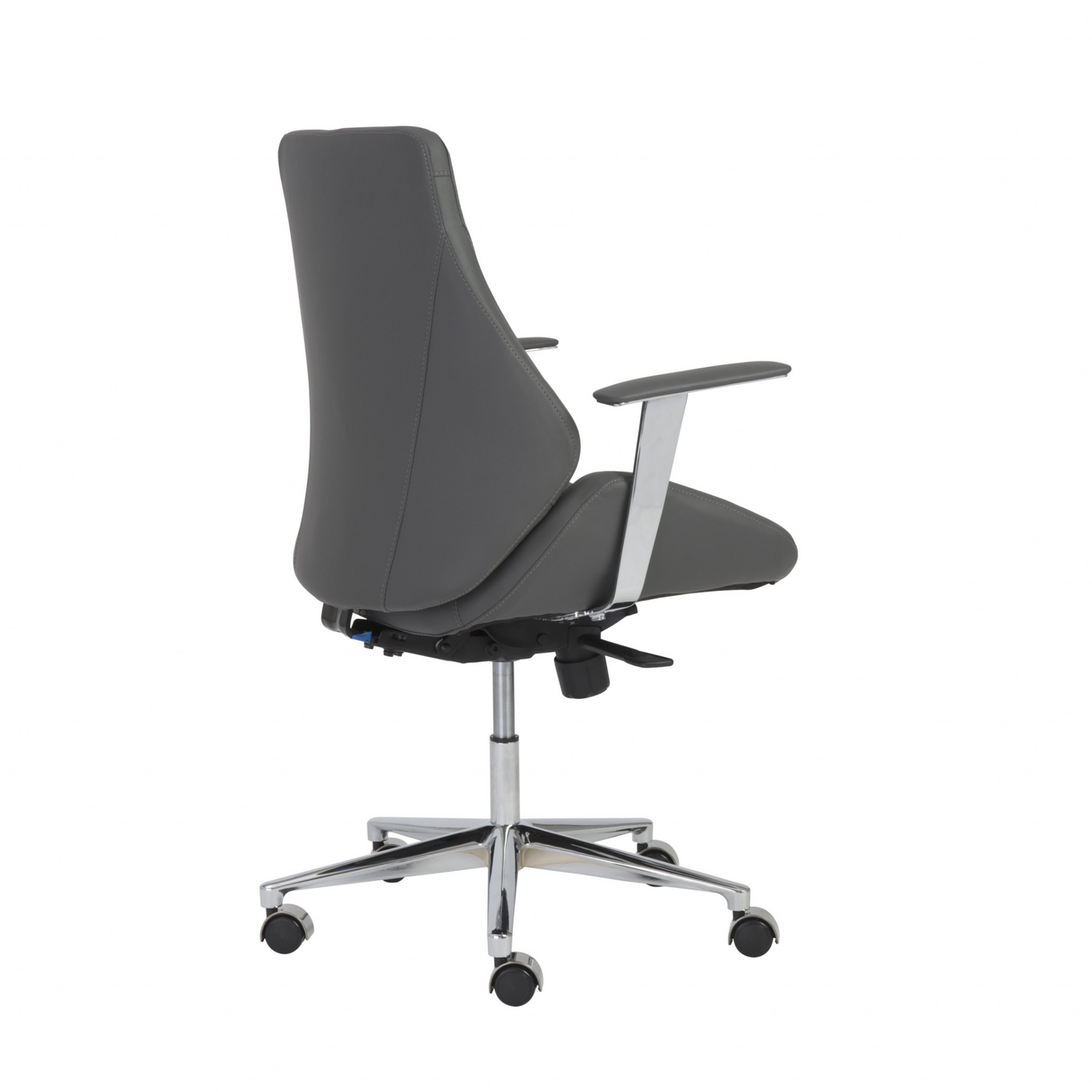 Gray Faux Leather Scoop Office Chair With Mod Armrests