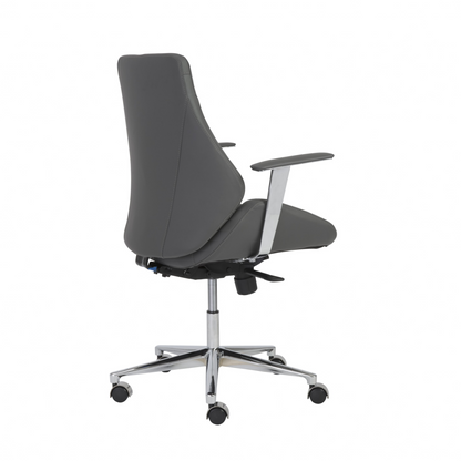Gray Faux Leather Scoop Office Chair With Mod Armrests