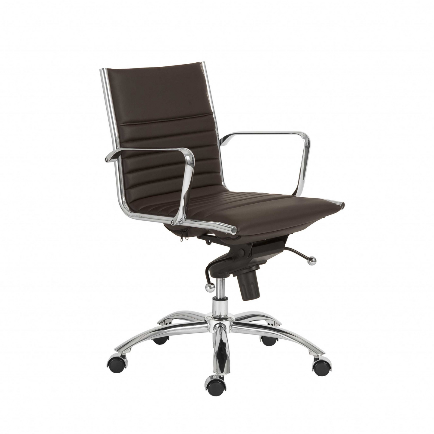 27.01" X 25.04" X 38" Low Back Office Chair In Brown With Chromed Steel Base