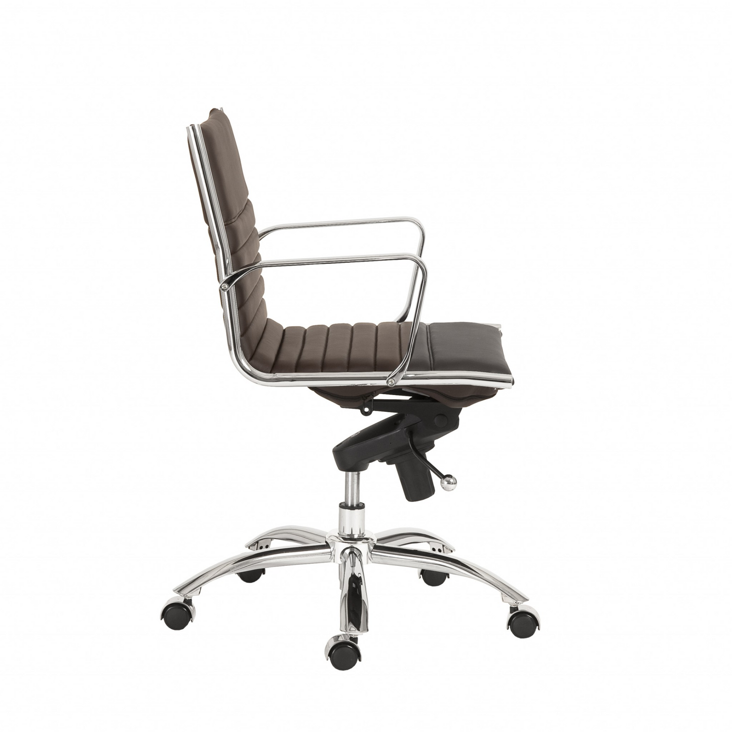 27.01" X 25.04" X 38" Low Back Office Chair In Brown With Chromed Steel Base
