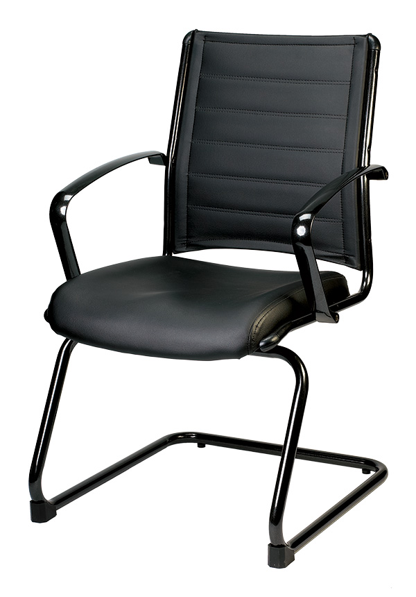 22" X 25.5" X 35.4" Black Leather Guest Chair