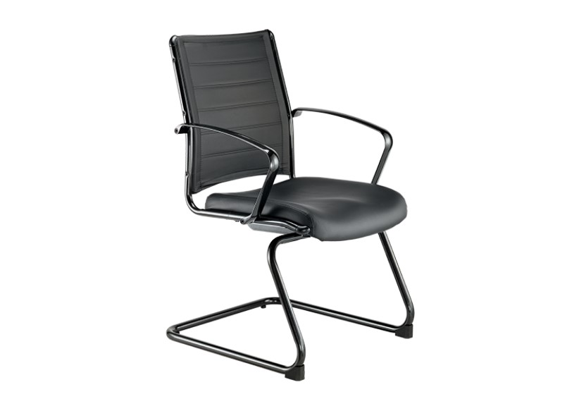 22" X 25.5" X 35.4" Black Leather Guest Chair