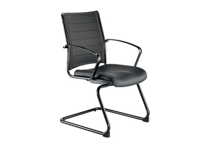 22" X 25.5" X 35.4" Black Leather Guest Chair