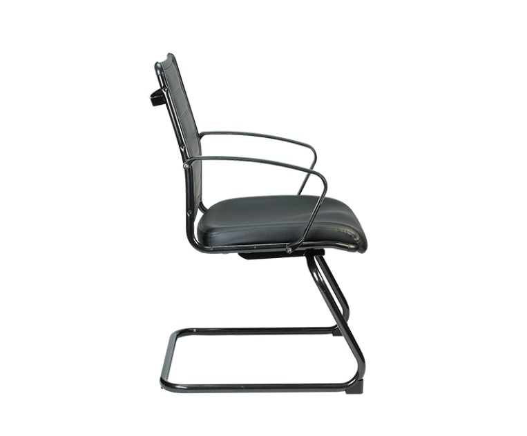 22" X 25.5" X 35.4" Black Leather Guest Chair