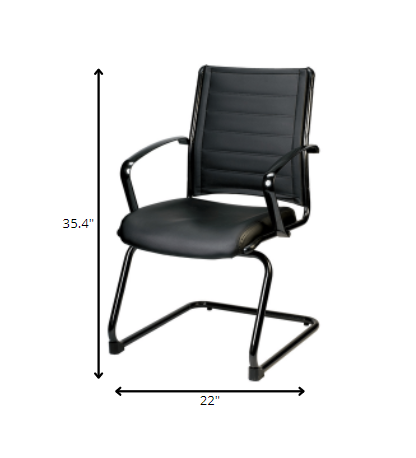 22" X 25.5" X 35.4" Black Leather Guest Chair